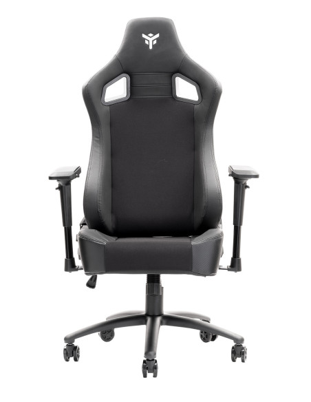 SCOUT PM30 Gaming Chair PVC e Tessuto Black/White con Poggiatesta, Cuscino Lombare, braccioli 4D