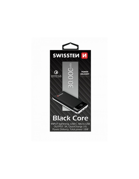 30.000mAh Power Bank Quick Charge 3.0, Black, White 18W 3A