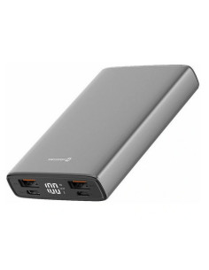 10000mAh Power Bank Aluminum, 10000 mAh, 20W PD, 2xUBS-A, 2xUSB-C, Grey