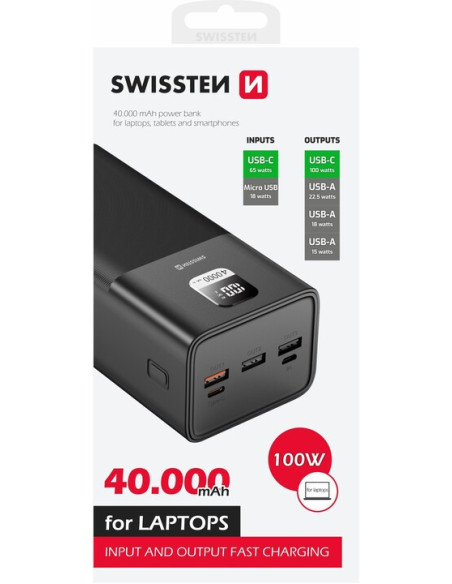 40.000mAh Power Line Power Bank 100W 3x USB-A, USB-C