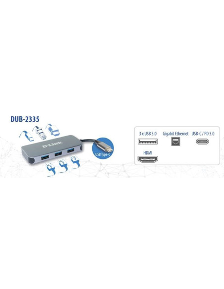 Docking Station 6-in-1 USB-C Hub with HDMI/Gigabit Ethernet/Power Delivery