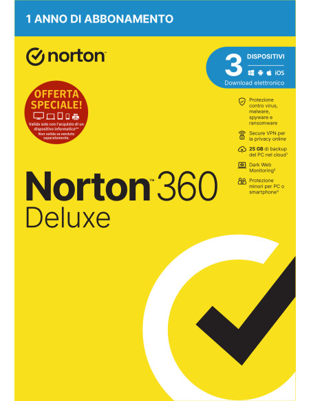 Norton 360 Deluxe, 3 dispositivi, 1 anno