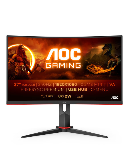27" G2 FHD 240Hz 0,5ms Curved 1500R FreeSync Speakers2W Hub-USB C27G2ZU Black-Red