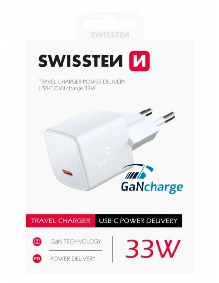 33W MINI GaN Travel ChargerUSB-C Power White