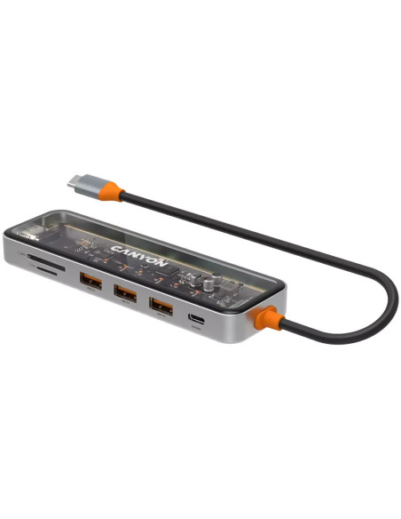 Hub DS-13 7 in 1 4k USB-C Transparent Space Grey