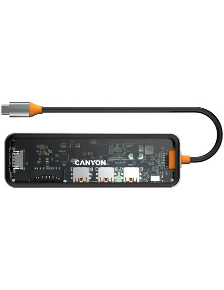 Hub DS-13 7 in 1 4k USB-C Transparent Space Grey