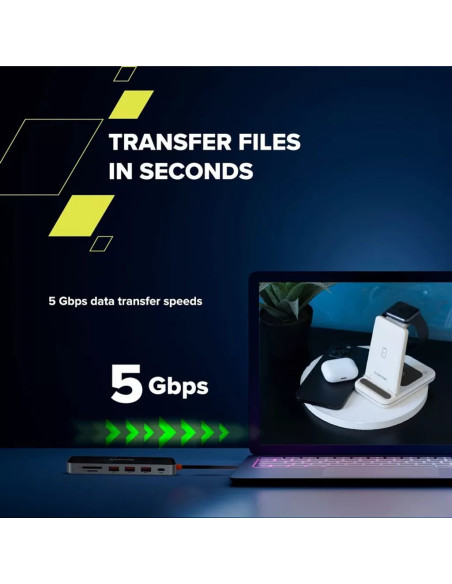 Hub DS-13 7 in 1 4k USB-C Transparent Space Grey