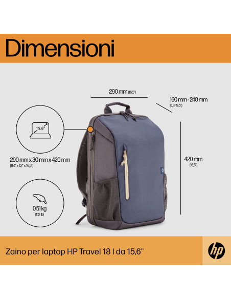 15,6'' Zaino per laptop Travel Blue Night da 18 litri