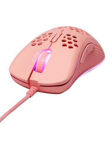 GAMING PM75 Ultralight Gaming Mouse, 6400 DPI, RGB, Rubber coated side grips, Pink