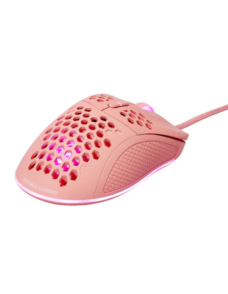 GAMING PM75 Ultralight Gaming Mouse, 6400 DPI, RGB, Rubber coated side grips, Pink