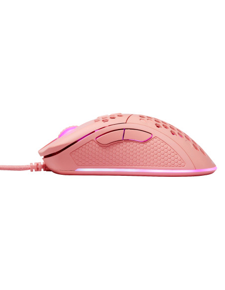 GAMING PM75 Ultralight Gaming Mouse, 6400 DPI, RGB, Rubber coated side grips, Pink