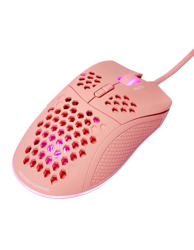GAMING PM75 Ultralight Gaming Mouse, 6400 DPI, RGB, Rubber coated side grips, Pink