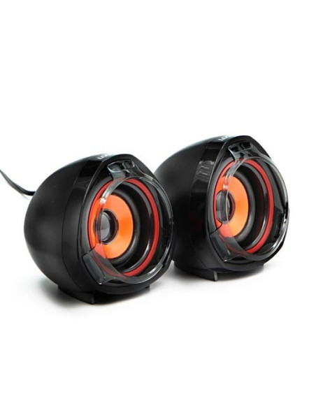 Loudspeakers 2.0 5W volume control, black, USB+3.5mm Jack