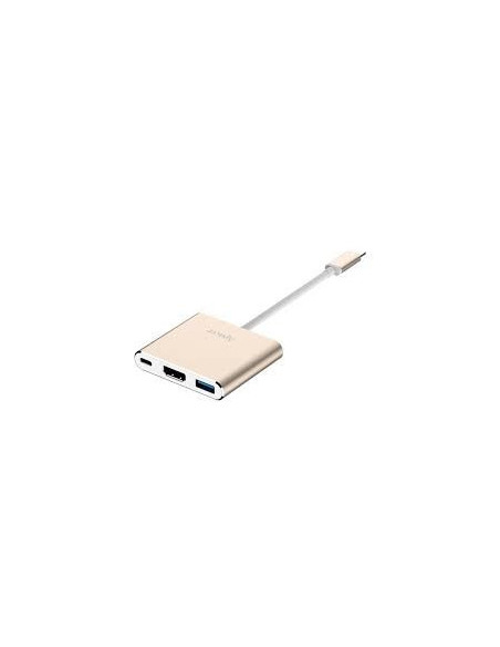DH610 USB (3.1) hub 3-port, gold, 1x USB type C, 1x USB A (3.1), 1x HDMI