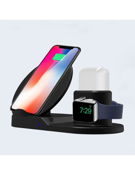 15W 3 in 1 wireless charger, black 5/9V, Qi