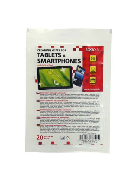 Salviette pulizia per tablet, smartphone, lockable plastic bag, 20 pz