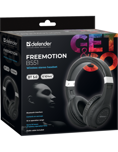 FREEMOTION B551, CUFFIE BLUETOOTH 5.0, NERO