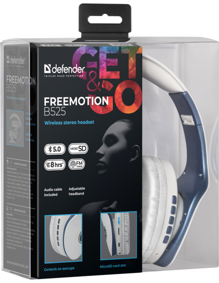 FREEMOTION B525, wireless stereo headset, bianco/blue