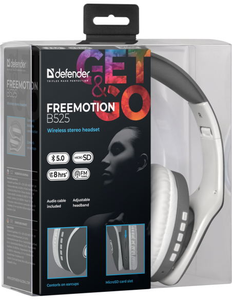 FREEMOTION B525, CUFFIE BLUETOOTH 5.0, GRIGIO/BIANCO