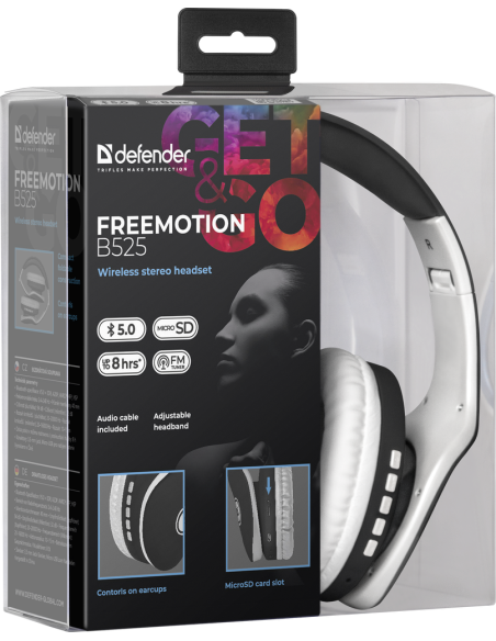 FREEMOTION B525, CUFFIE BLUETOOTH 4.2, NERO/BIANCO