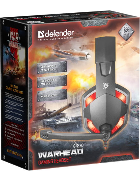 WARHEAD G-370, CUFFIE CON MICROFONO, LED ROSSO