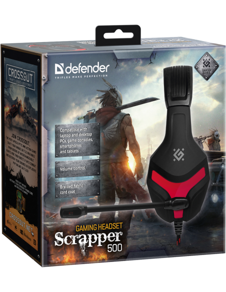 SCRAPPER 500, GAMING CUFFIE CON MICROFONO, NERO/ROSSO PC e Consolle