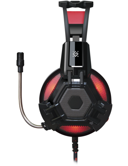 LESTER, Cuffie Gaming con Microfono, LED Rosso (2x3,5)mm-jack USB(alim)