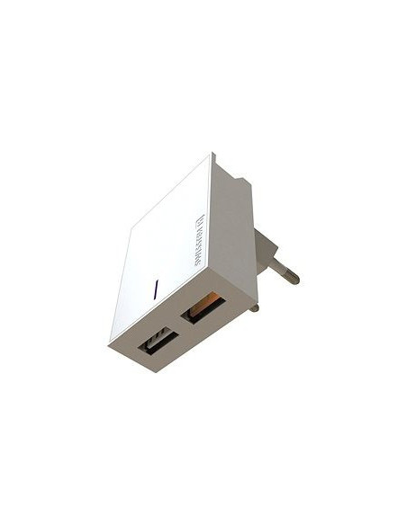 23W Slim travel charger, 2x USB, QC 3.0 bianco