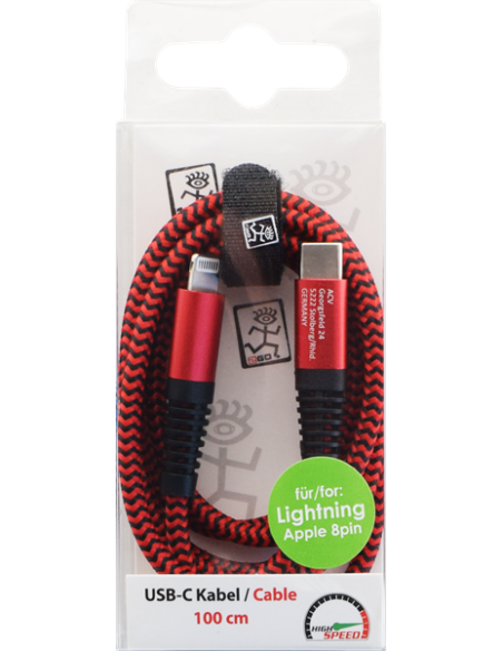 1,00 mt Cavo USB Type-C/Lightning Rosso