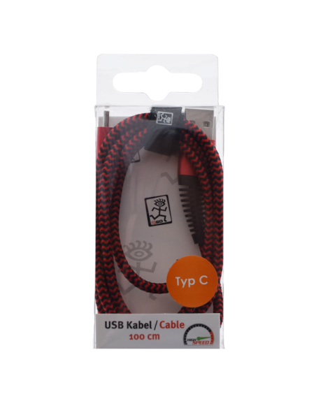 1,00 mt Cavo USB A/Type-C tessuto Rosso