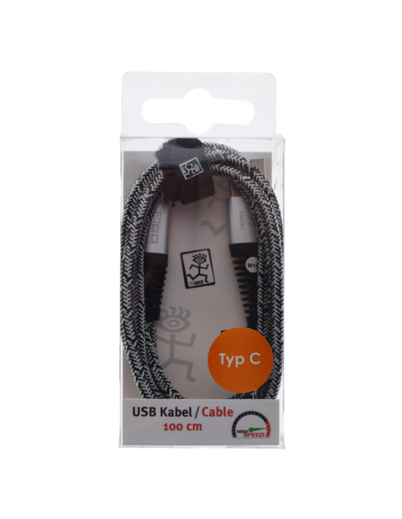 1,00 mt Cavo USB A/Type-C tessuto Bianco