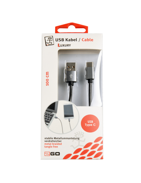 1,00 mt Cavo USB A/Type-C Luxury Metallo Intrecciato
