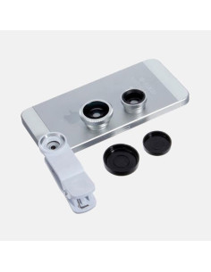 Lenti per smartphone, con clip, plastic/aluminium, silver, 3in1 2