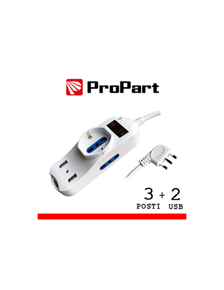 Multipresa 3 posti +2 USB