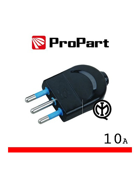 Spina 2P+T 10A nera