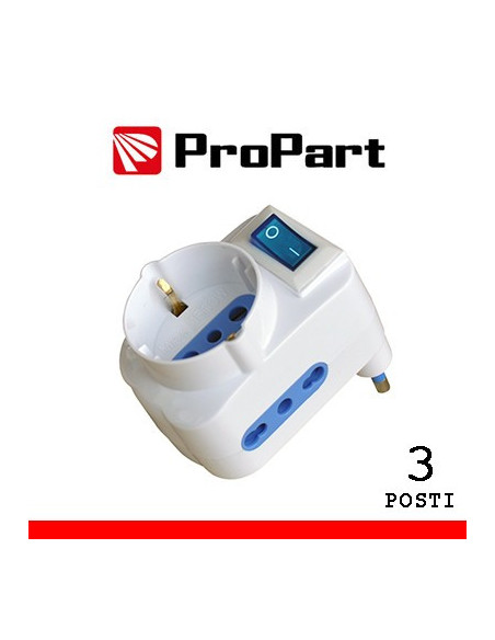 Adattatore 3pos bipasso/schuko spina16A salvaspazio + inter.