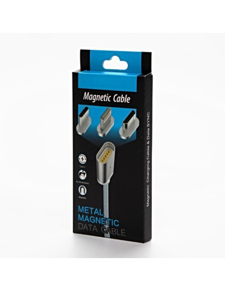 1,00 mt cavo da USB A/M (2.0) a USB (typ C+lightning+microUSB), silver, magnetic ends