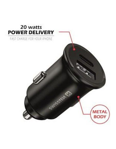 Mini Car Charger, 20W + 10W, USB-A, USB-C